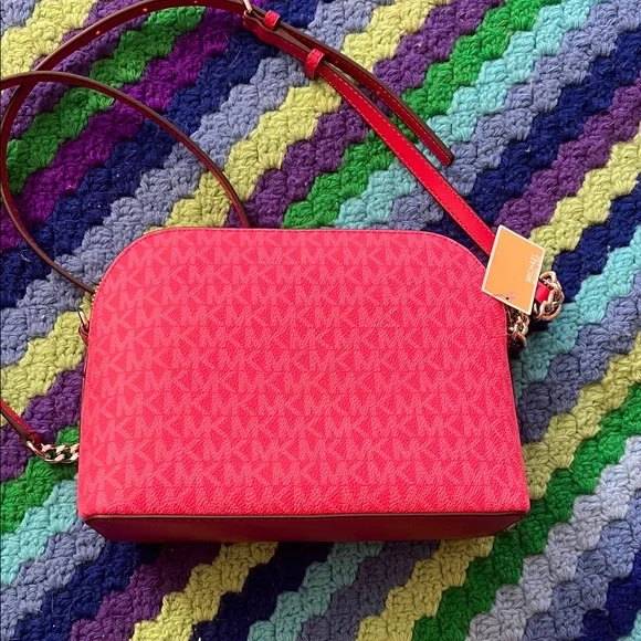 Michael Kors Pink and Cream Signature Crossbody Bag - Picture 3 of 8